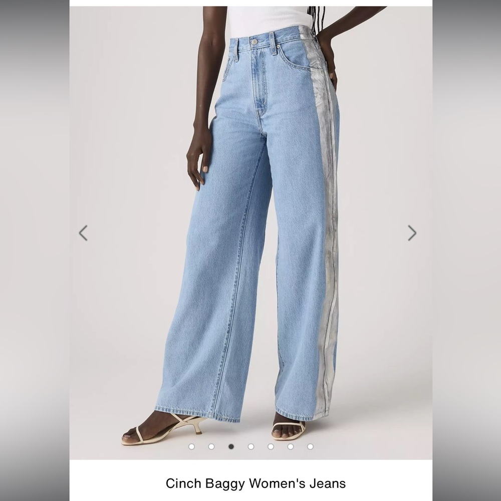 Levi's Light Blue High-Rise Wide Leg Jeans with White Side Stripe